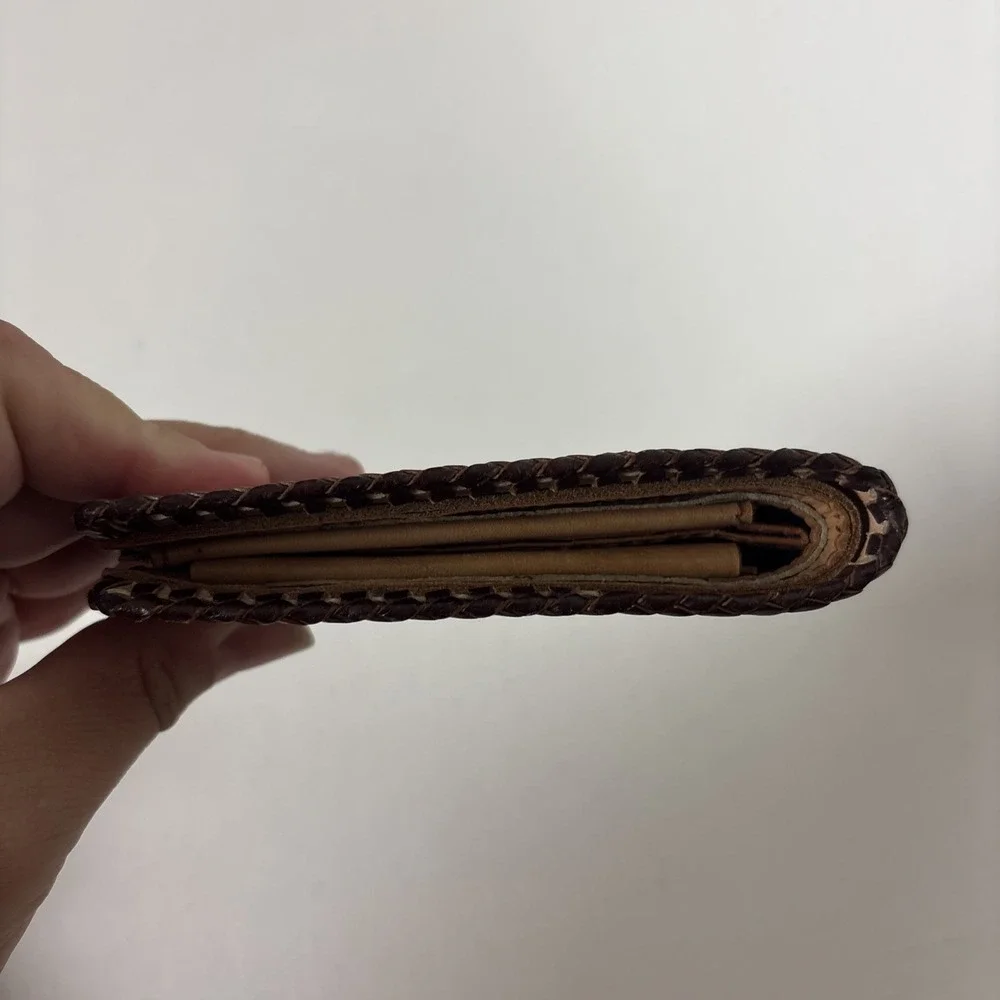 Vintage Mexico Hand Tooled Leather Mens Wallet Bifold Handmade Deer Bonilla